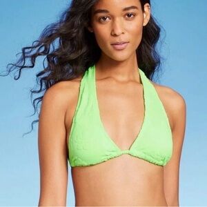 Wild Fable Vibrant Green Halter Bikini Floral Plus 2X